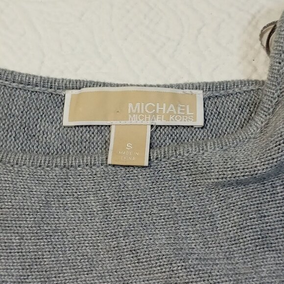 Michael Kors Sweater Womens Gray Long Sleeve Knit With Side Zipper Accents - Picture 2 of 13